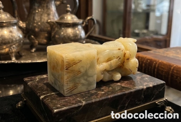 Antig&uuml;edades: Magn&iacute;fico sello oriental tallado de Jade