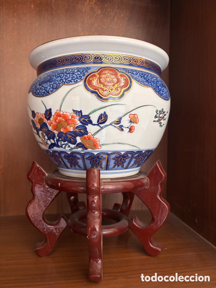 Antig&uuml;edades: MACETA CHINA Gold Imari hand painted Elaborada en porcelana policromada