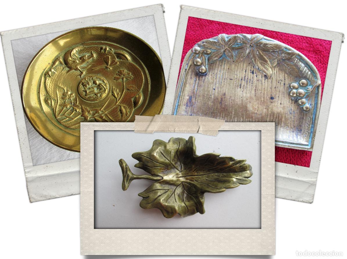 Antiquit&auml;ten: LOTE DE 3 TARJETEROS EN BRONCE