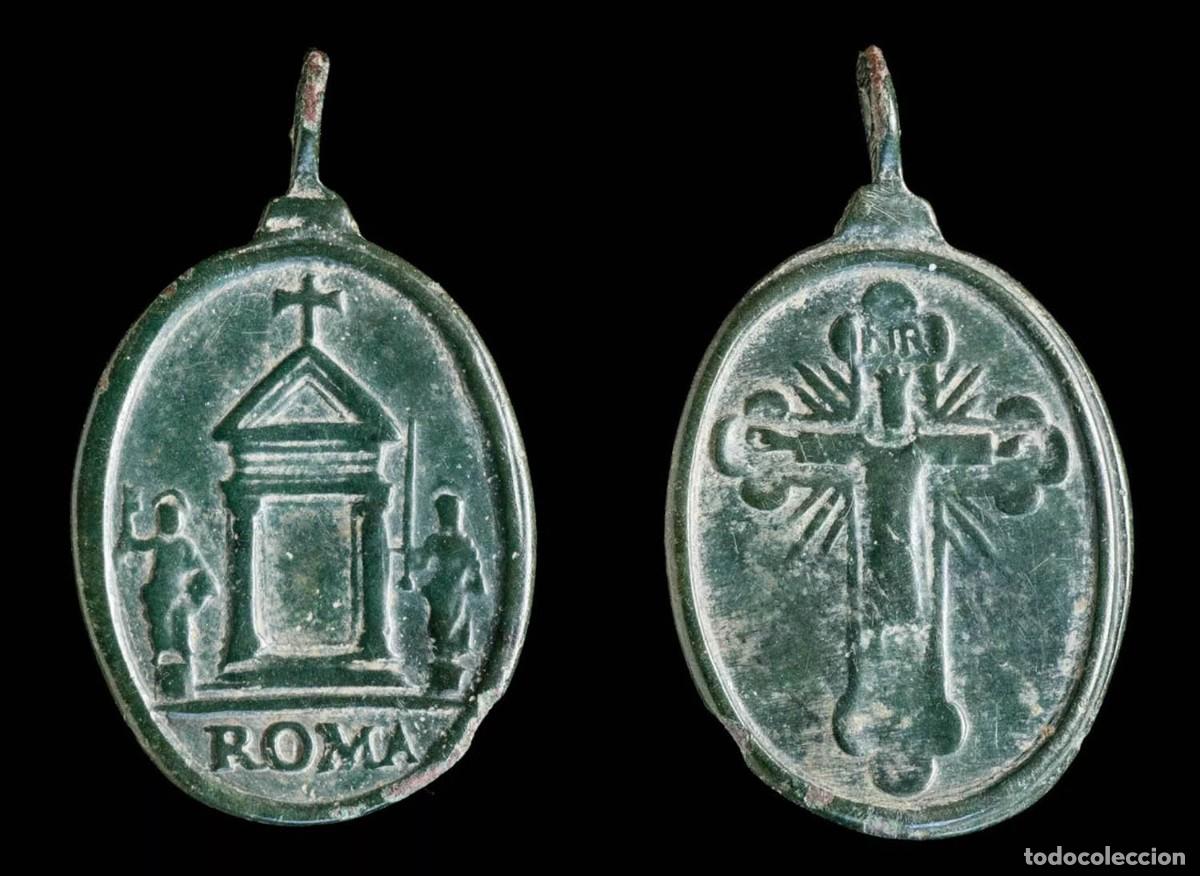 Antig&uuml;edades: 17th Century Medal, St. Peter and St. Paul Holy Door / Christ - 30x18 mm.