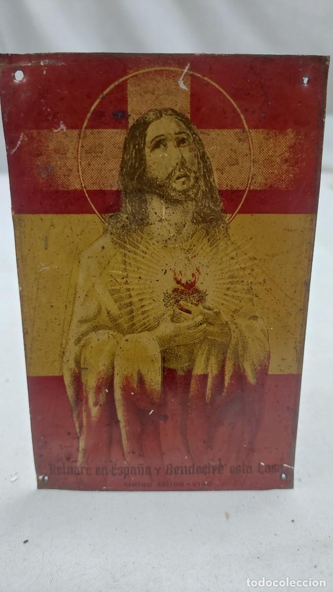 Antig&uuml;edades: Placa puerta Sagrado Corazon a&ntilde;o 1936 - Foto 1