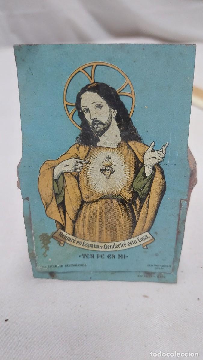 Antig&uuml;edades: Placa puerta Sagrado Corazon a&ntilde;o 1930 - Foto 1