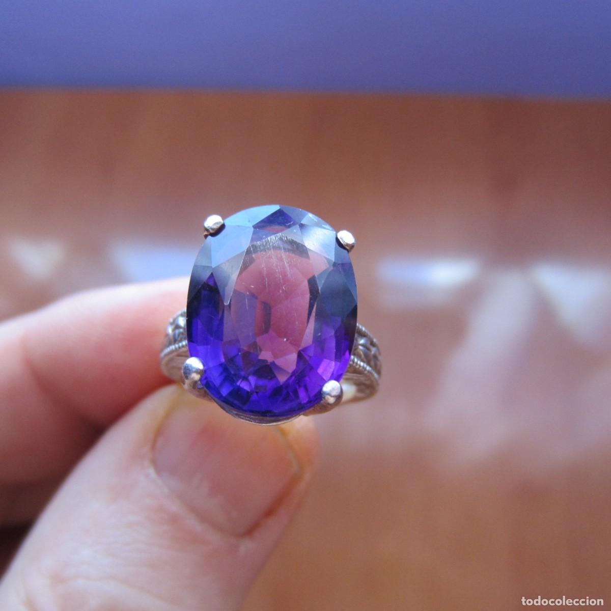 Antiguidades: anillo de plata de ley con amatista VVS1