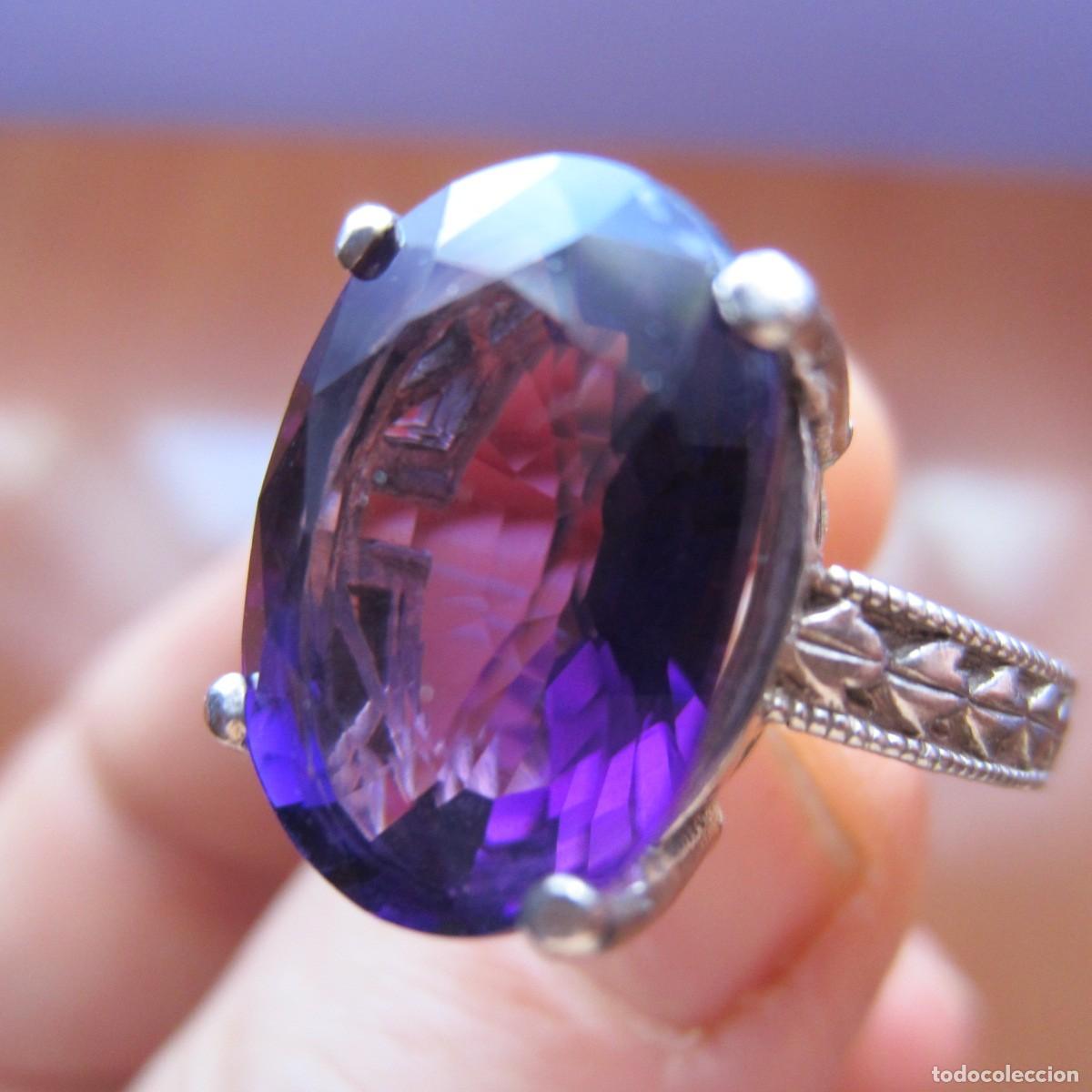 Oggetti Antichi: anillo de plata de ley con amatista VVS1