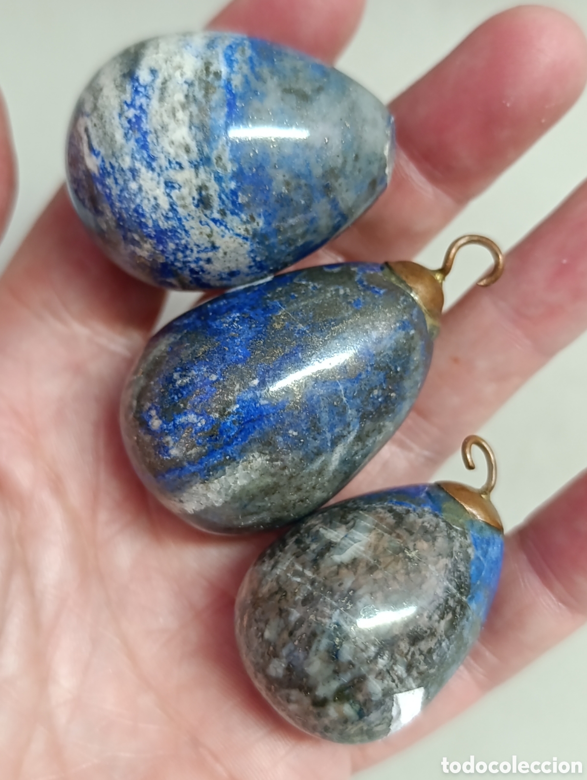 Antig&uuml;edades: PIEZAS DE LAPISLAZULI, 3 UNIDADES EN FORMA DE GOTAS. - Foto 4
