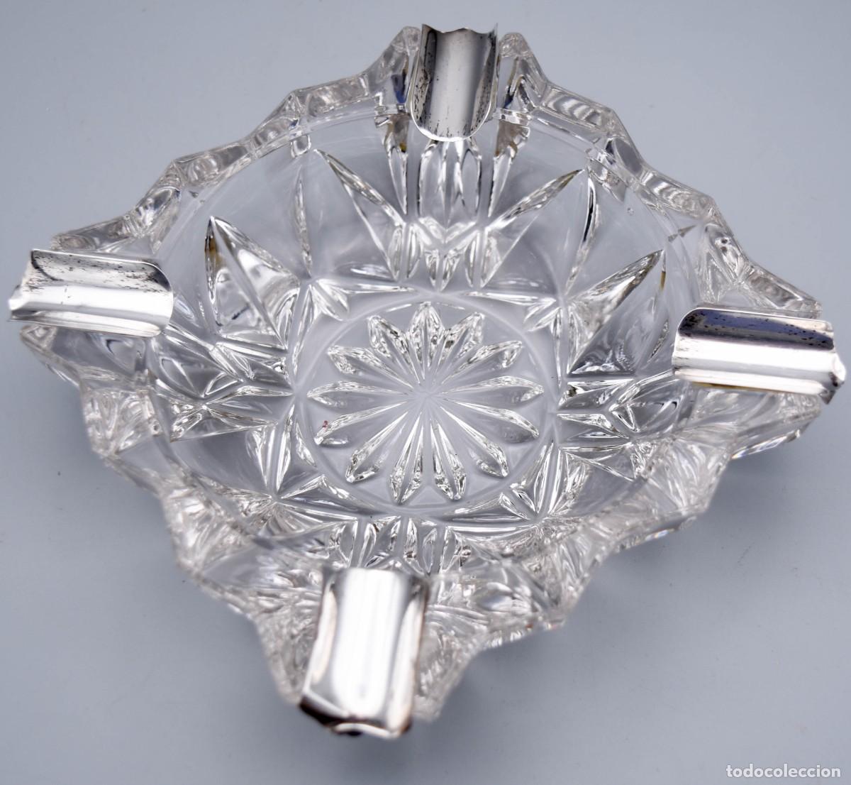 Antig&uuml;edades: Cenicero de plata y cristal - Foto 2