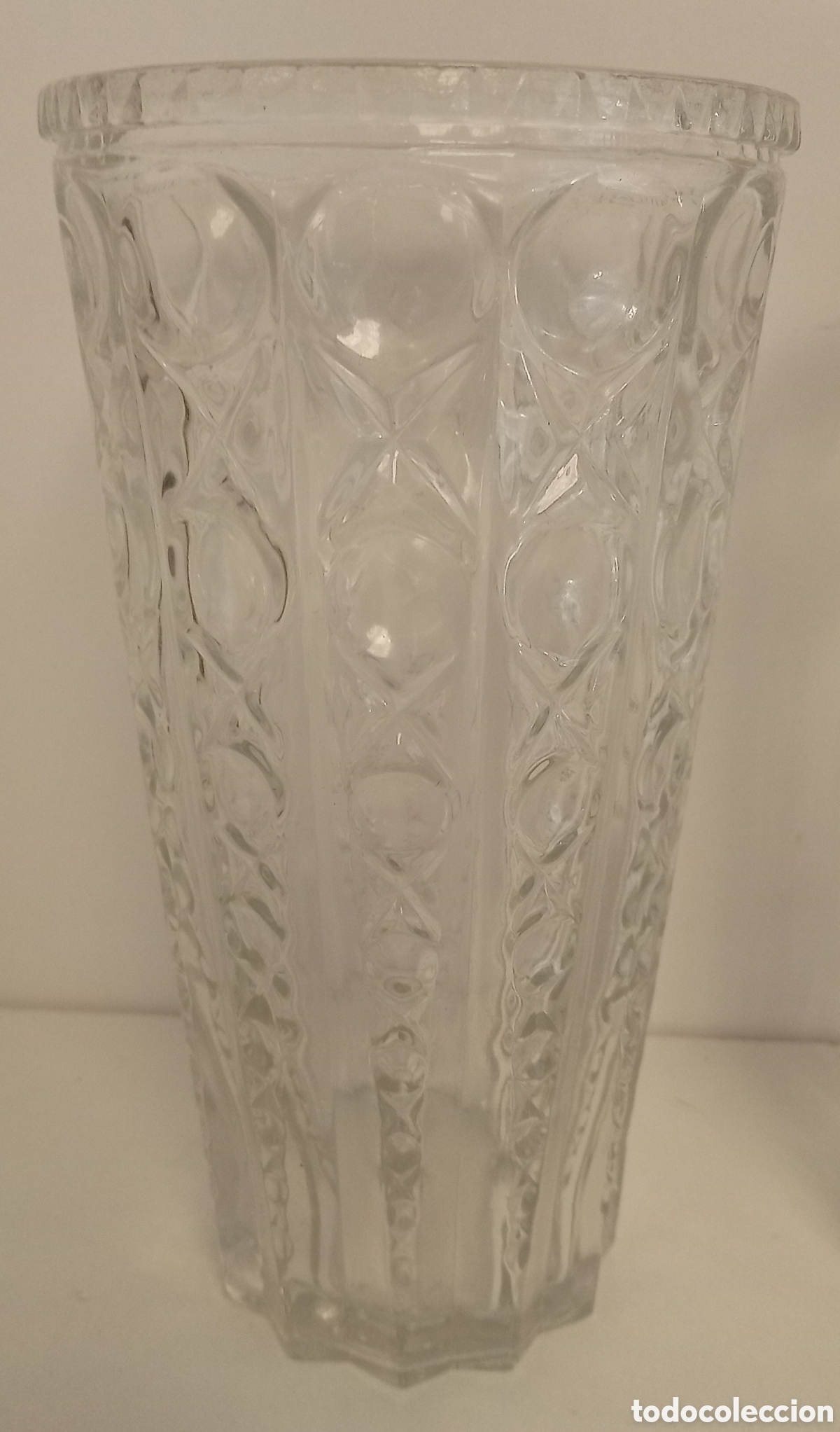 Antig&uuml;edades: .JARRONES FLORERO DE CRISTAL PRENSADO TRANSPARENTE - Foto 2