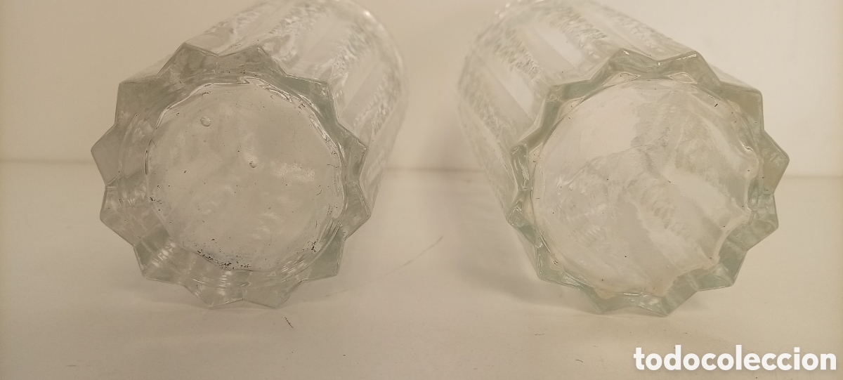 Antig&uuml;edades: .JARRONES FLORERO DE CRISTAL PRENSADO TRANSPARENTE - Foto 4