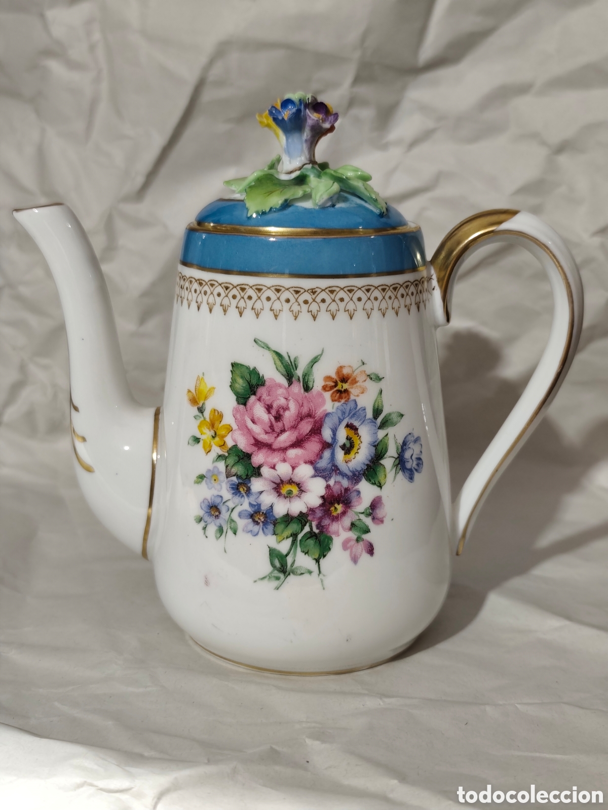 Antig&uuml;edades: Cafetera de porcelana antigua, posiblemente Crown Staffordshire