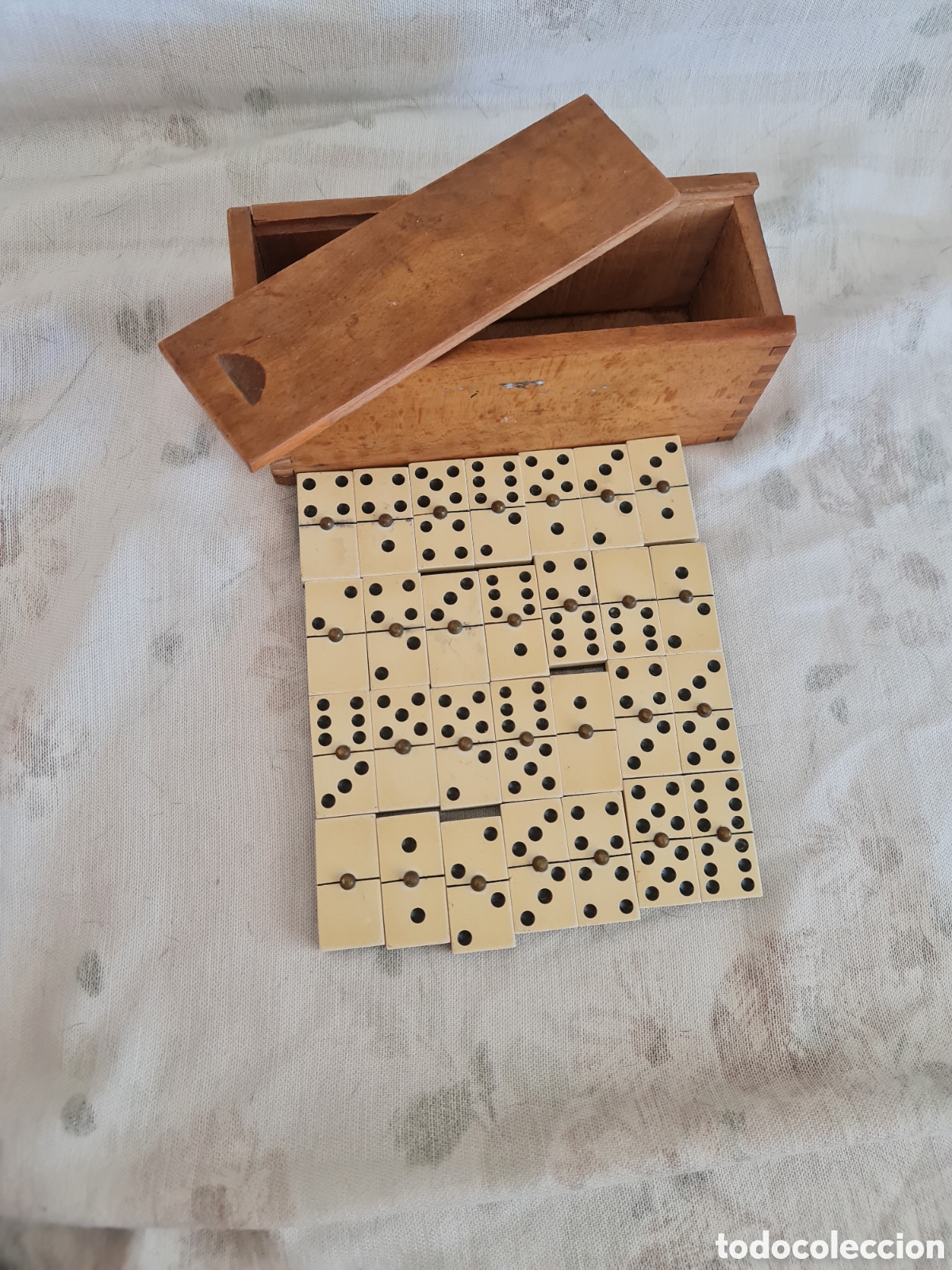 Antig&uuml;edades: S. XIX Hueso Antiguo Domin&oacute; Completo Caja Original