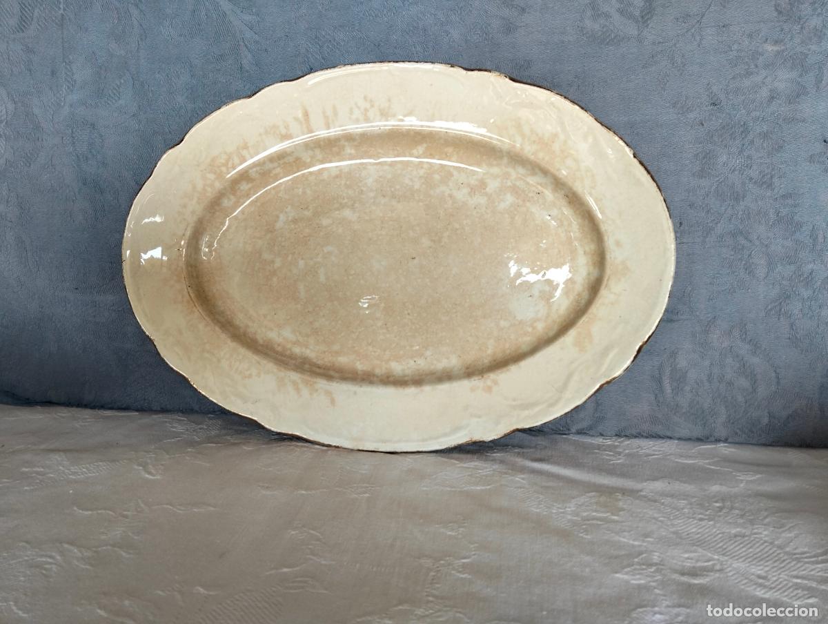 Antiguidades: Antigua bandeja fuente de porcelana cer&aacute;mica blanca ovalada craquelada a&ntilde;os 30-40