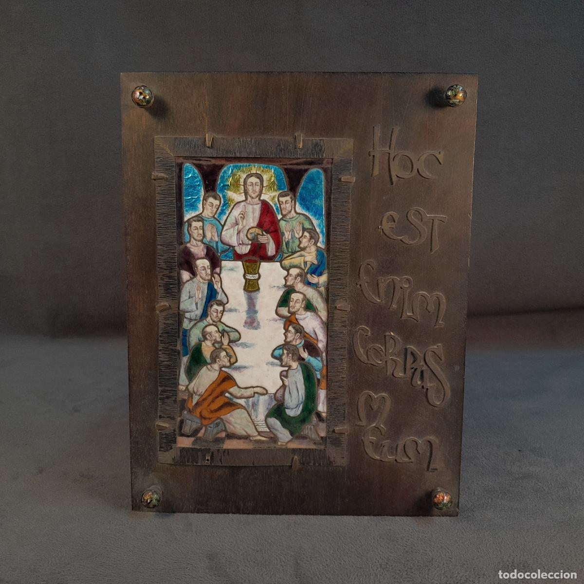 Antig&uuml;edades: PLACA DEVOCIONAL REALIZADA EN MADERA CON ESMALTE. &Uacute;LTIMA CENA. MEDIADOS S. XX.