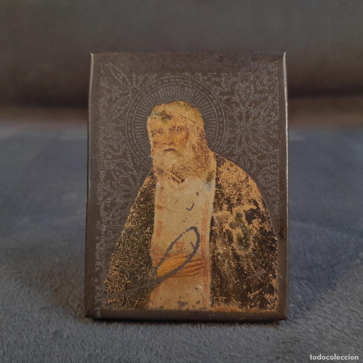 Antiques: D-344. PEQUE&Ntilde;O ICONO RELICARIO CON REPRESENTACI&Oacute;N DE SAN BARTOLOM&Eacute;. SIGLO XIX