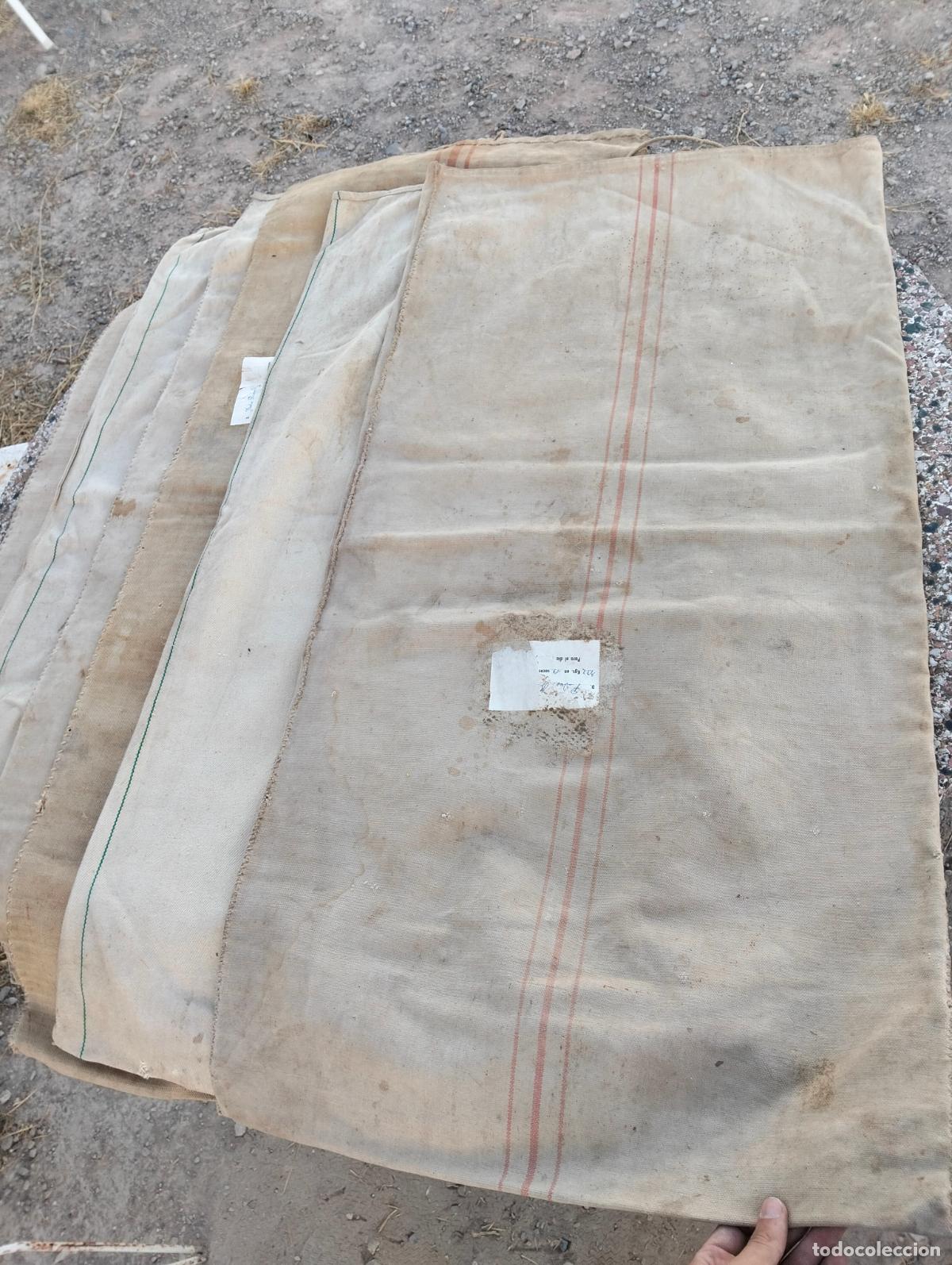Antiquit&eacute;s: Saco antiguo grande saca jerg&oacute;n de lino, tejido o c&aacute;&ntilde;amo grueso harina o grano rectangular 1 unidad