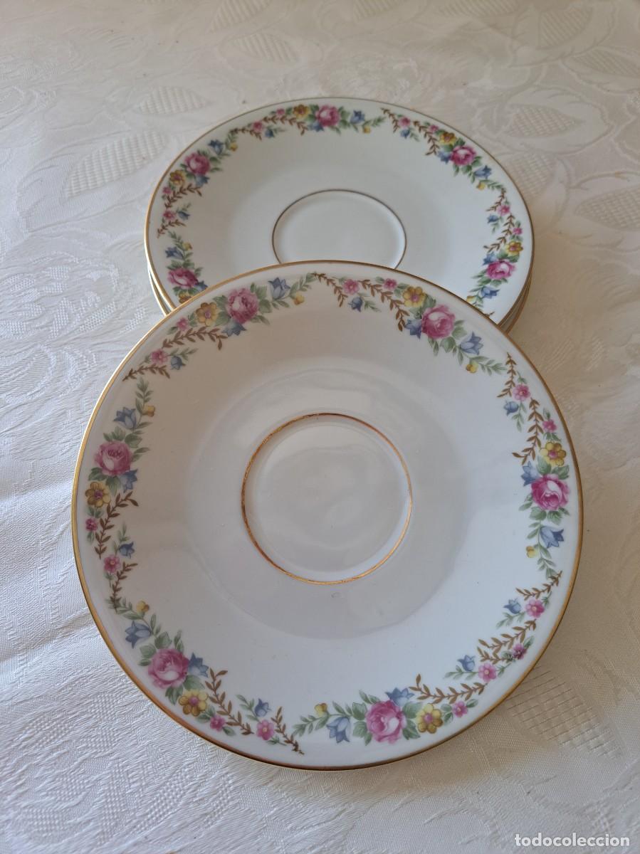 Antig&uuml;edades: Lote de 3 platillos de taza de t&eacute; o consom&eacute; de porcelana Langenthal suisse.