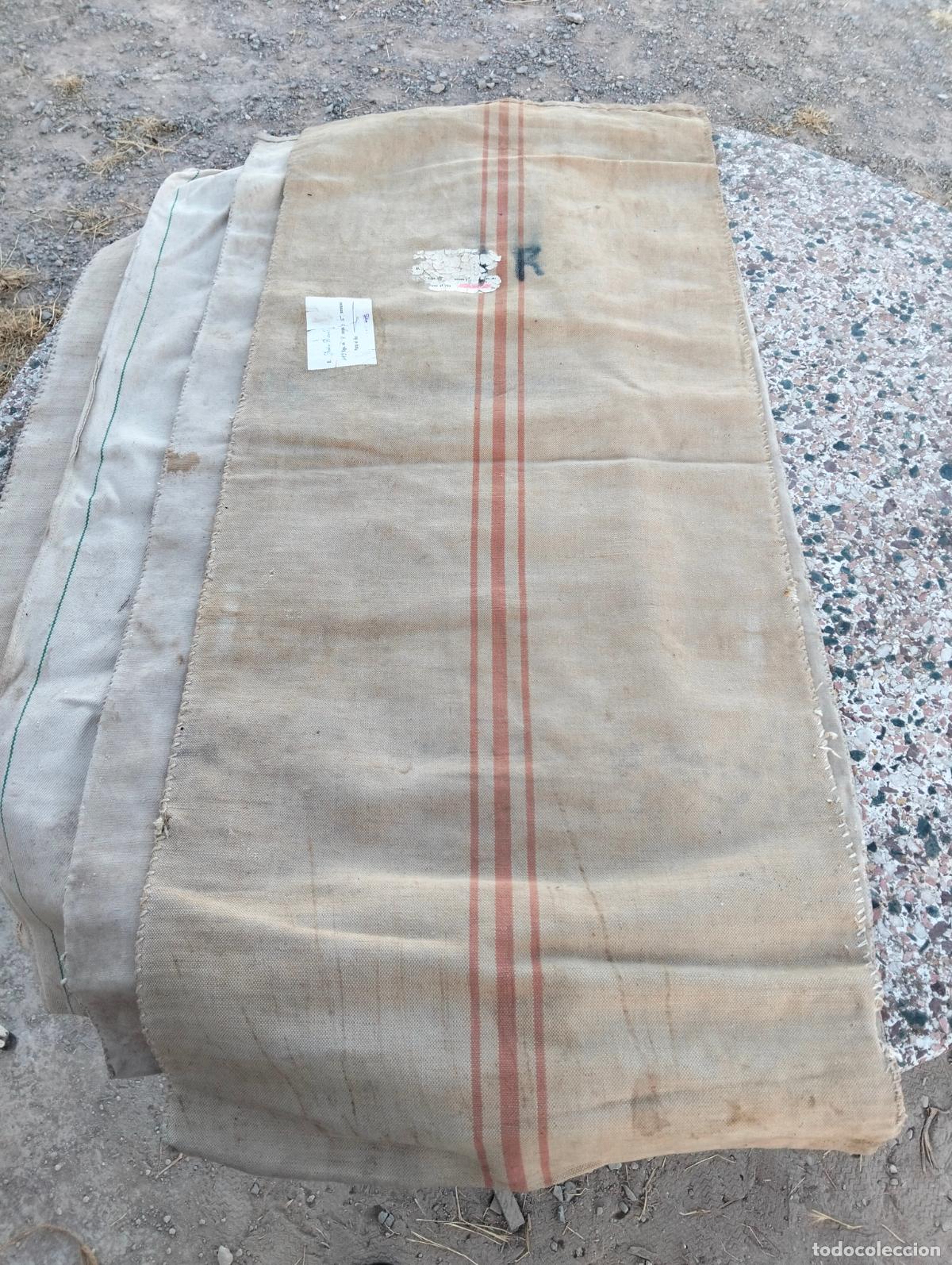 Antig&uuml;edades: Saco antiguo grande saca jerg&oacute;n de lino, tejido o c&aacute;&ntilde;amo grueso harina o grano rectangular 1 unidad