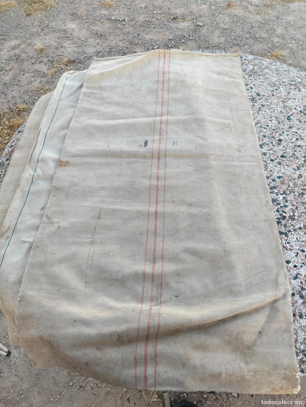 Antiquit&eacute;s: Saco antiguo grande saca jerg&oacute;n de lino, tejido o c&aacute;&ntilde;amo grueso harina o grano rectangular 1 unidad