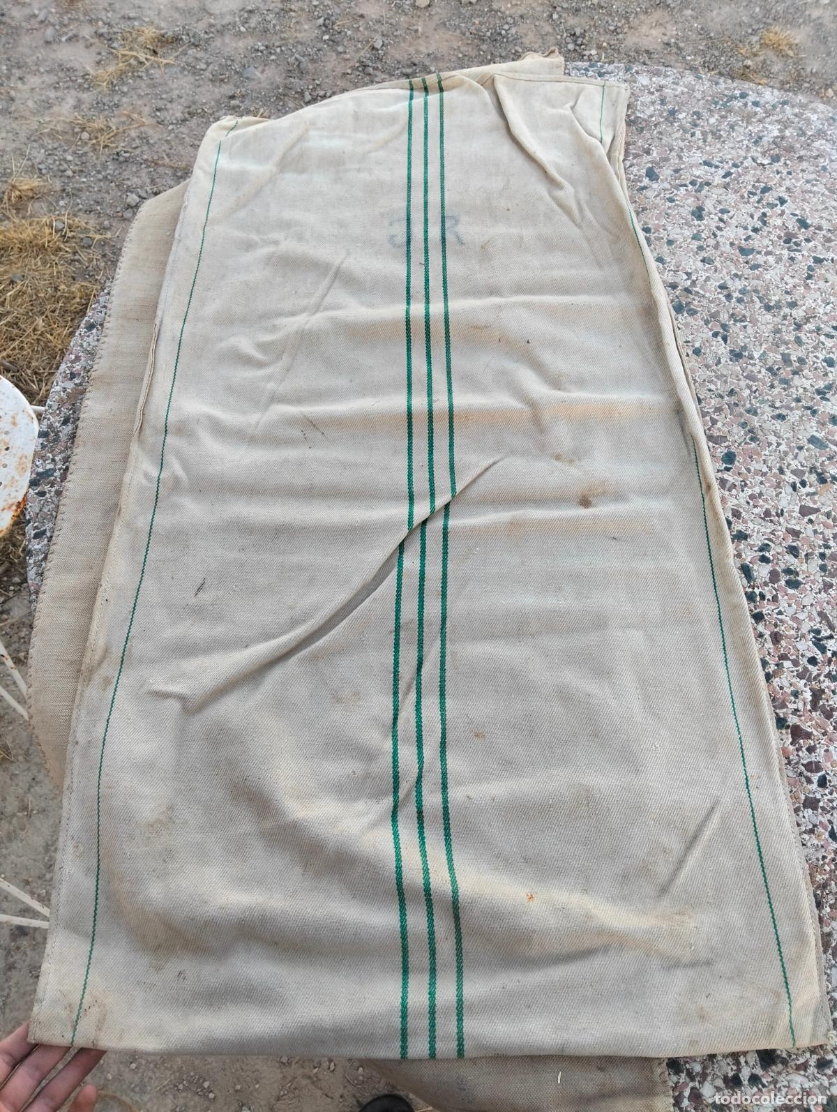 Antig&uuml;edades: Saco antiguo grande saca jerg&oacute;n de lino, tejido o c&aacute;&ntilde;amo grueso harina o grano rectangular 1 unidad