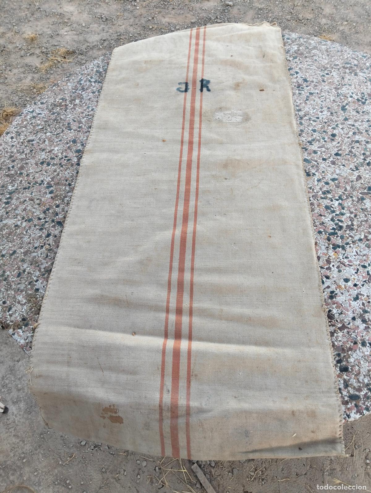 Antiquit&eacute;s: Saco antiguo grande saca jerg&oacute;n de lino, tejido o c&aacute;&ntilde;amo grueso harina o grano rectangular 1 unidad