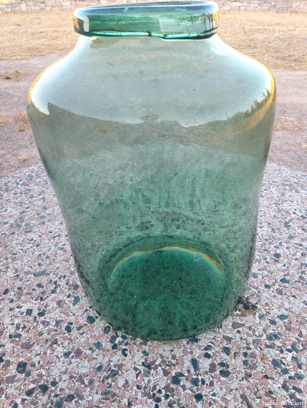 Antig&uuml;edades: Antiguo bote tarro frasco grande de cristal soplado a mano catal&aacute;n de mediados S.XIX