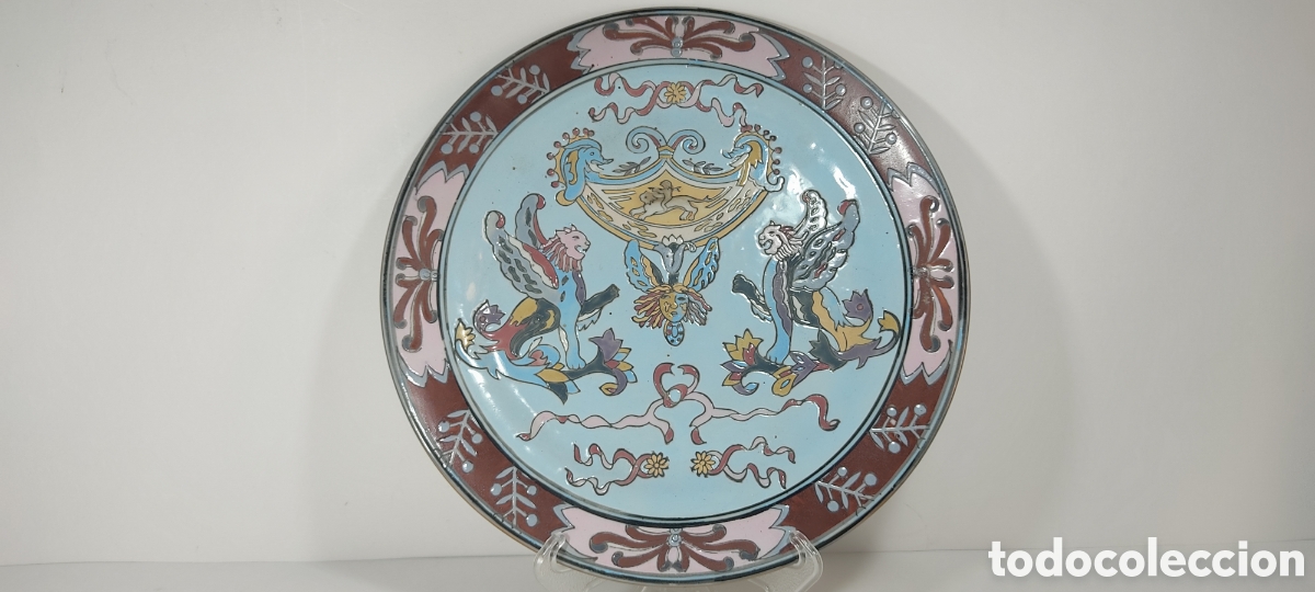 Oggetti Antichi: ORIGINAL PLATO CHINO DECORADO CON LA T&Eacute;CNICA DE CUERDA SECA