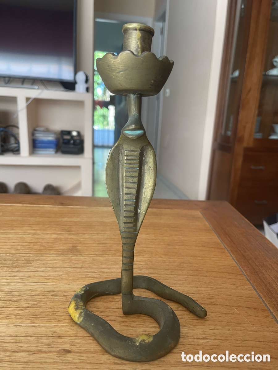 Antig&uuml;edades: Candelero Cobra Bronce c.1890 Antiguo Art Nouveau
