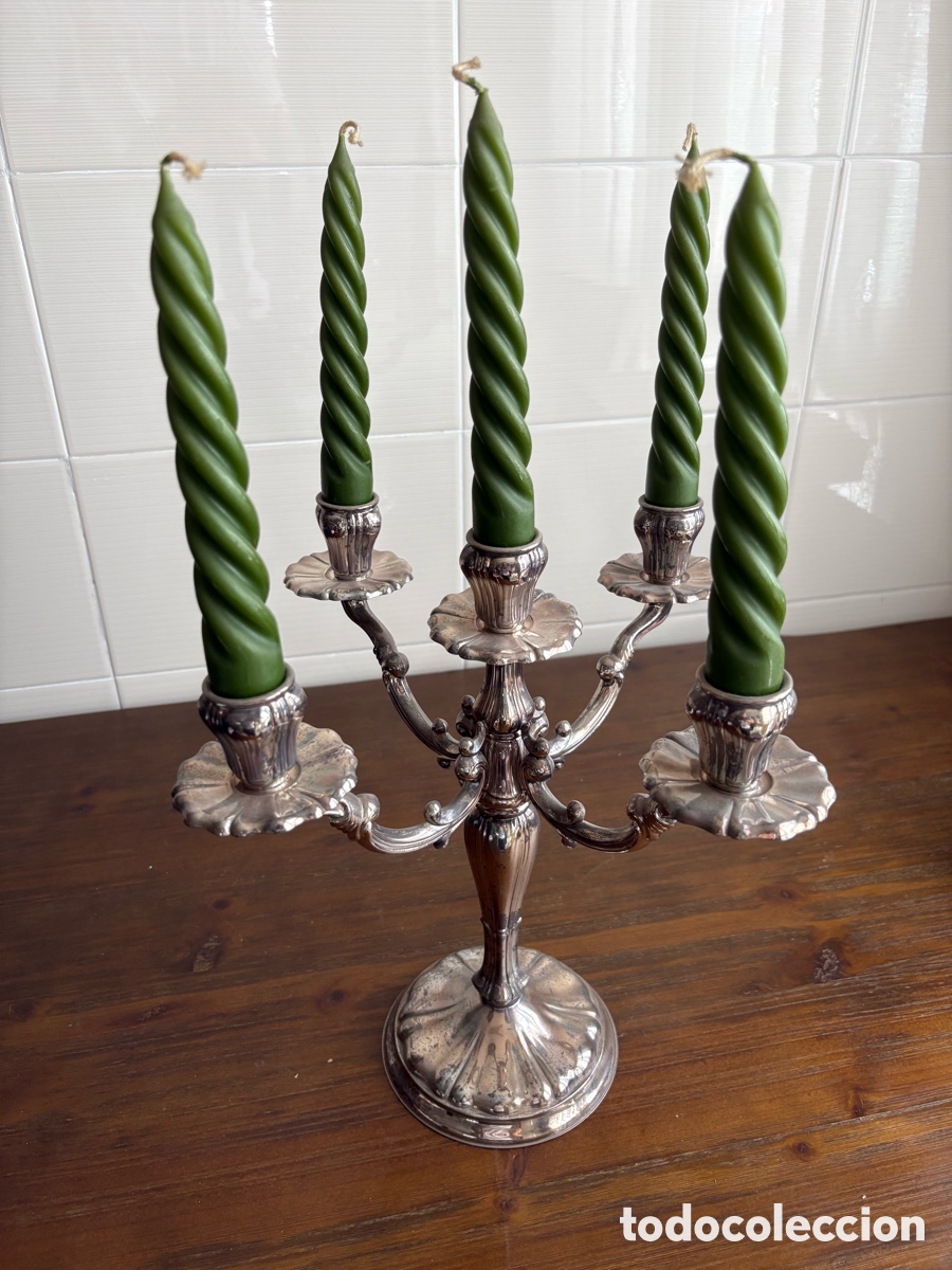 Antiques: Candelabro antiguo de 5 brazos en plata - Estilo cl&aacute;sico franc&eacute;s