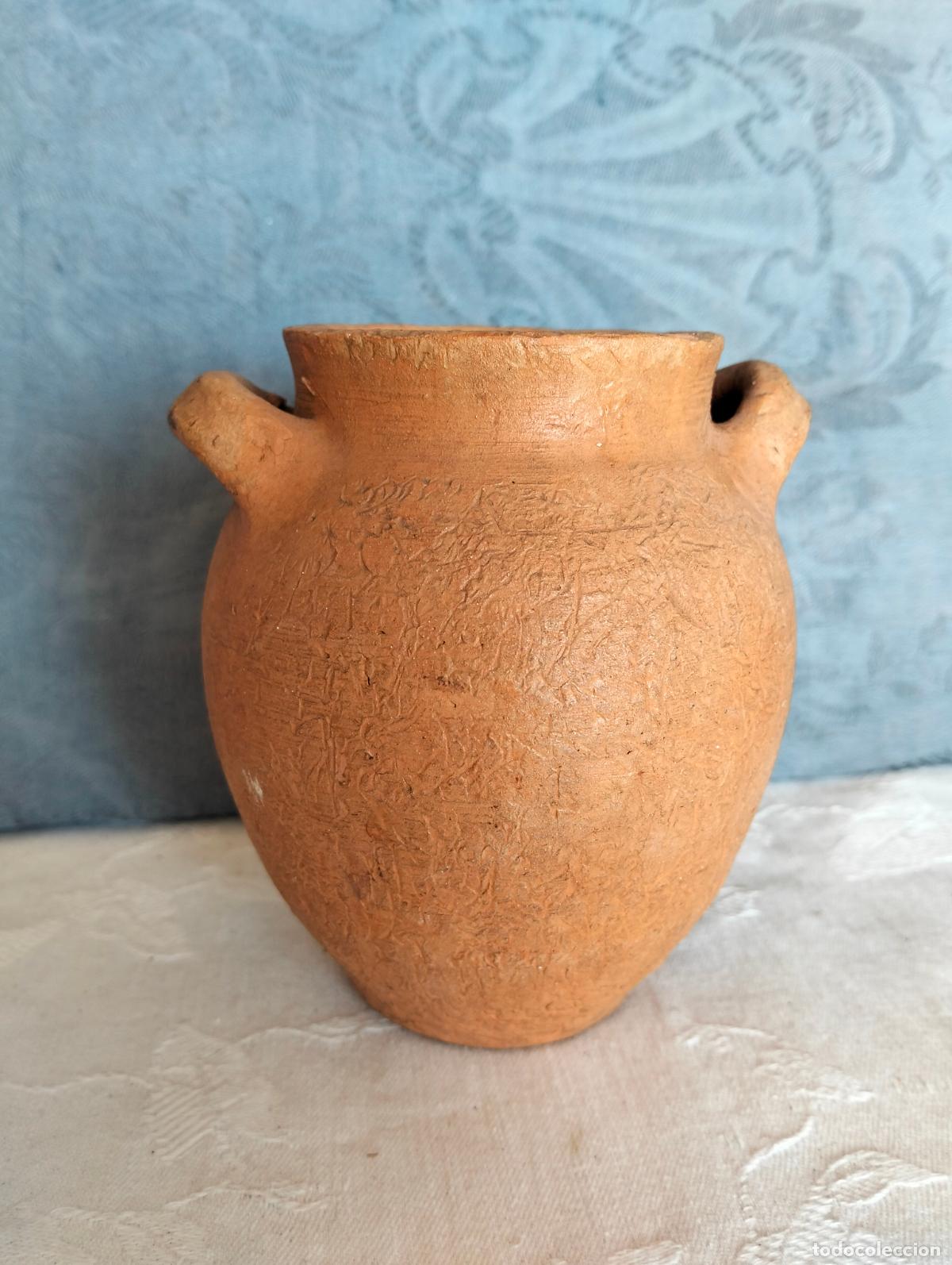 Antiques: Jarr&oacute;n &aacute;nfora tup&iacute; de cer&aacute;mica barro marr&oacute;n antiguo tarro de miel catal&aacute;n peque&ntilde;o a&ntilde;os 50