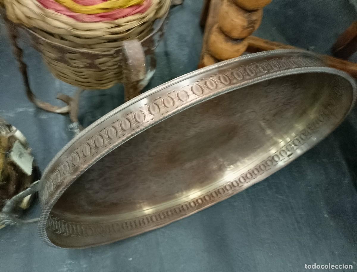 Antig&uuml;edades: Bandeja cobre plateado calada y grabada - Foto 2