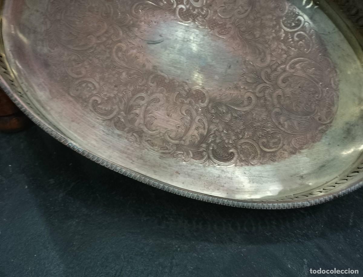 Antig&uuml;edades: Bandeja cobre plateado calada y grabada - Foto 4