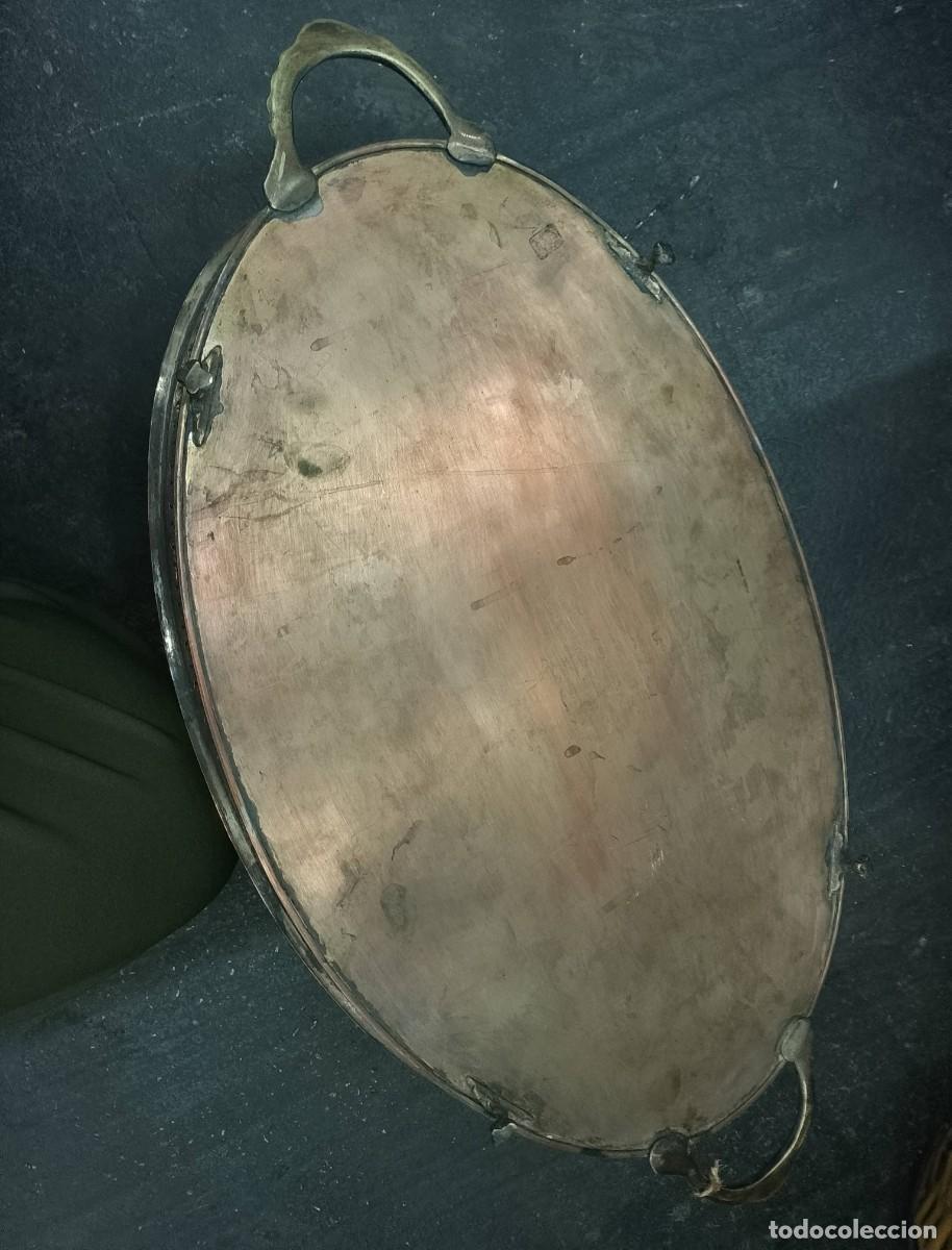 Antig&uuml;edades: Bandeja cobre plateado calada y grabada - Foto 6