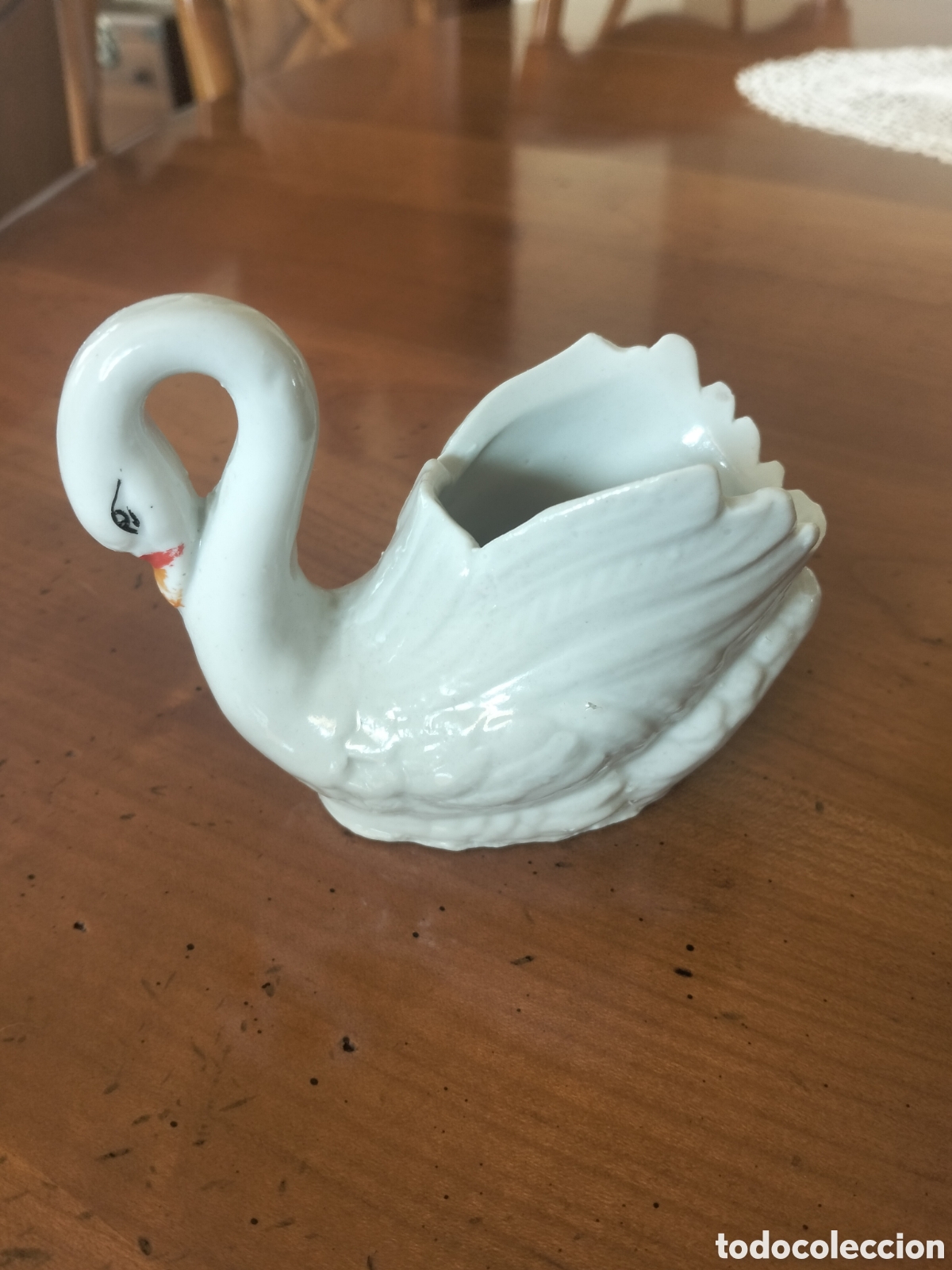 Antig&uuml;edades: Antiguo Cisne de Porcelana Blanca Vintage A&ntilde;os 60