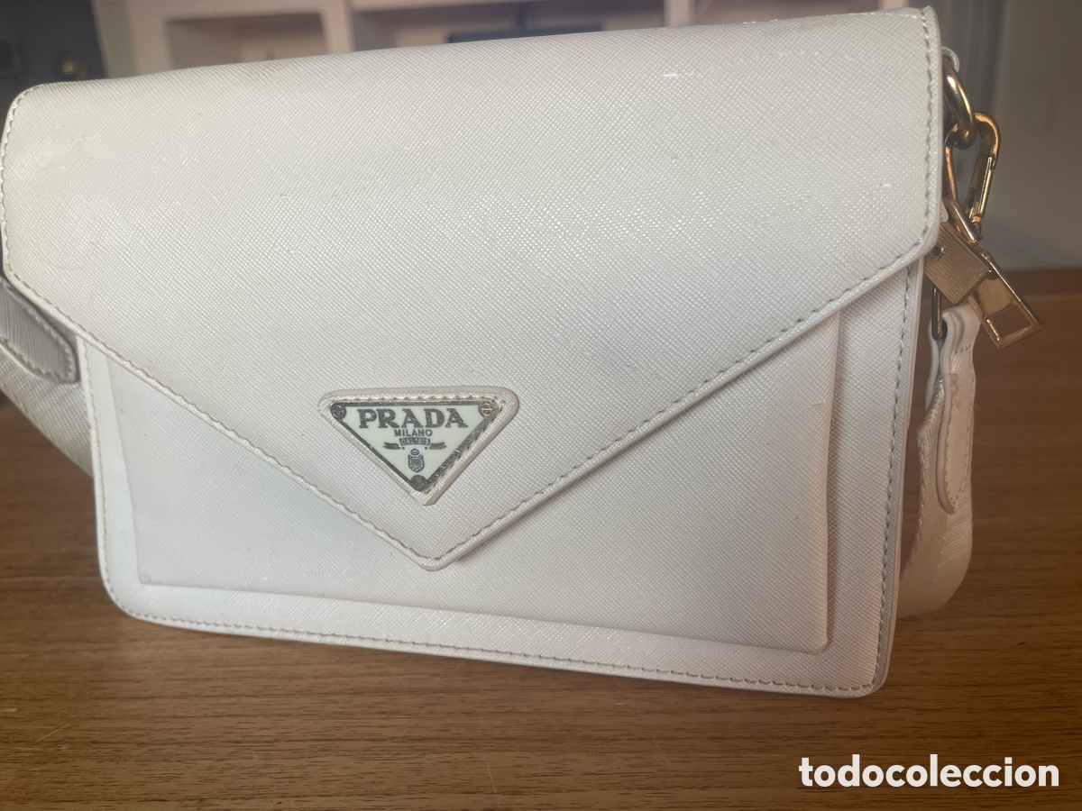 Antiquit&auml;ten: Bolso PRADA Milano blanco tipo Saffiano bandolera