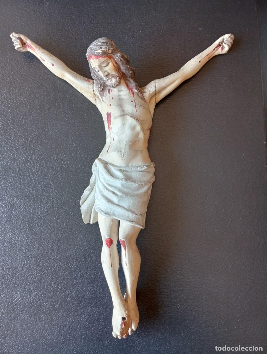 Antig&uuml;edades: ICONO CRISTO CRUCIFICADO EN DE TALLA MADERA 3 TRES CLAVOS SIGLO XVIII 29 X 22 POLICROMADO CRUCIFIJO