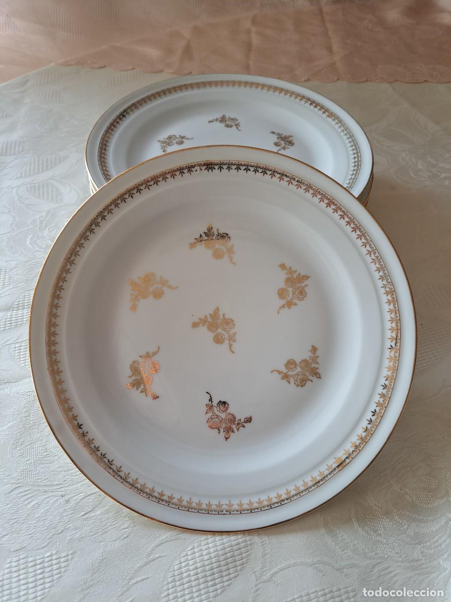 Antig&uuml;edades: Lote de 7 platos llanos de Porcelana de Chartres/S/Cher - Limoges, decorada con oro