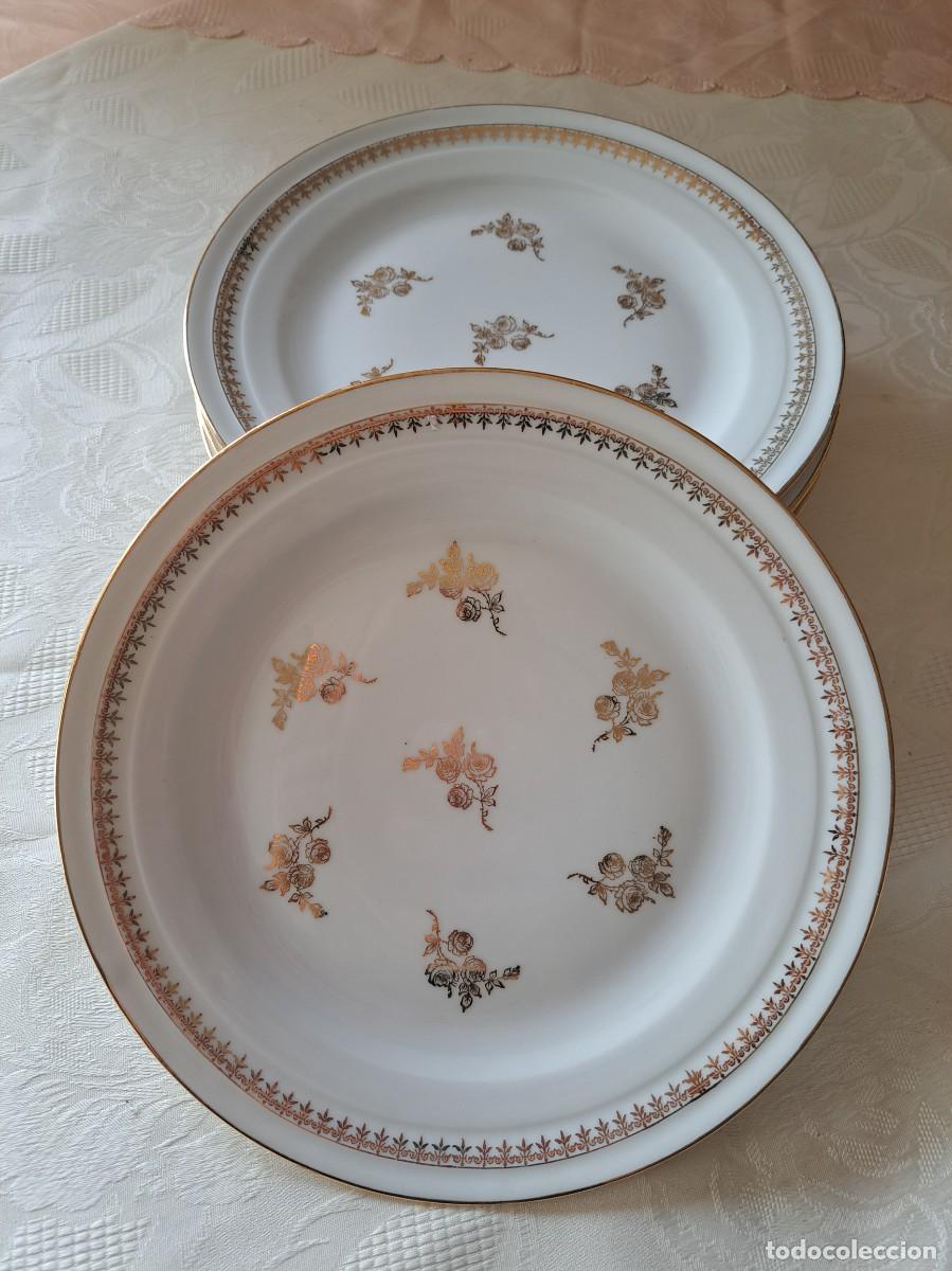 Antig&uuml;edades: Lote de 7 platos llanos de Porcelana de Chartres/S/Cher - Limoges, decorada con oro
