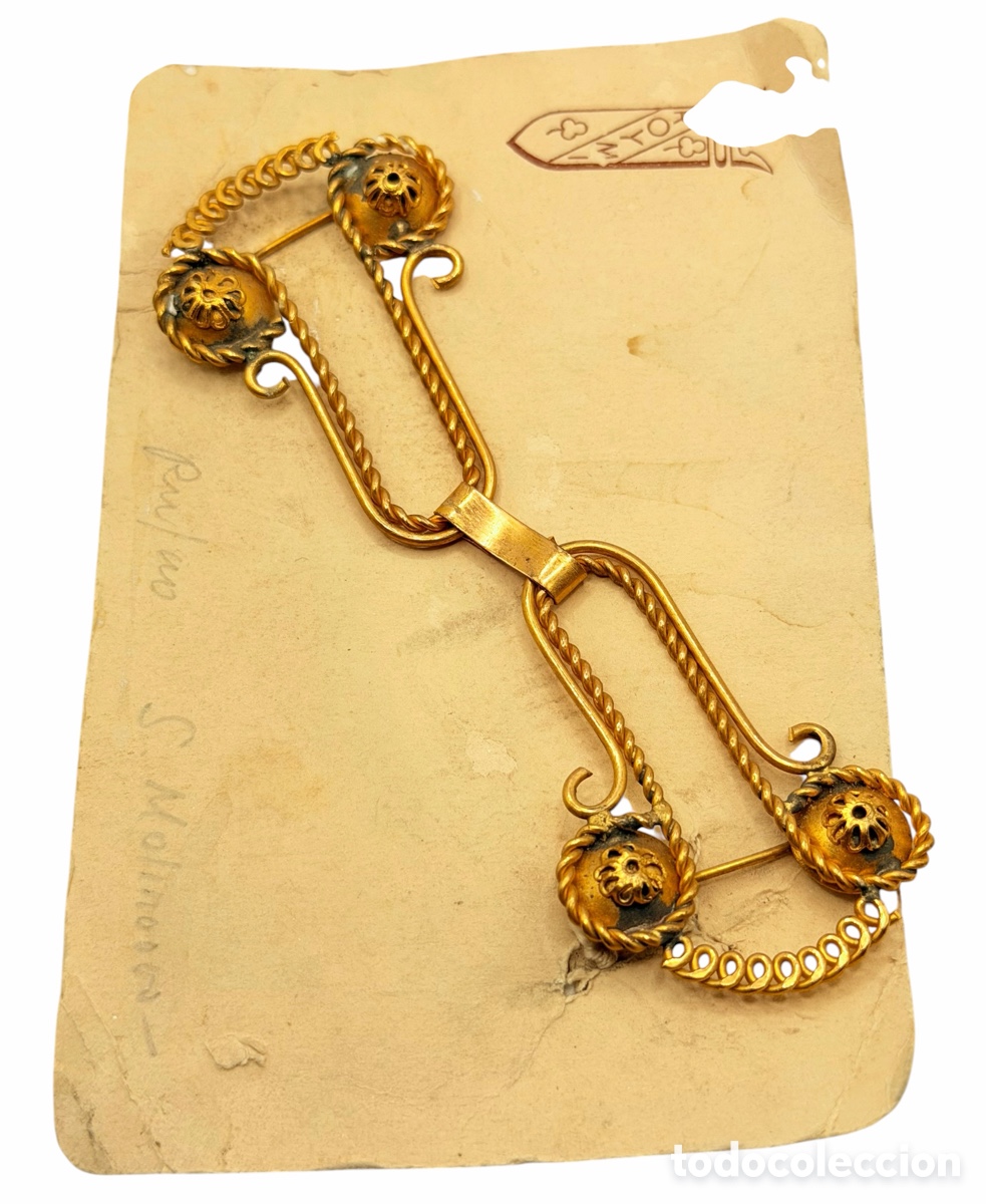 Antiquit&auml;ten: Antiguo Adorno Ba&ntilde;ado en Oro Art Nouveau