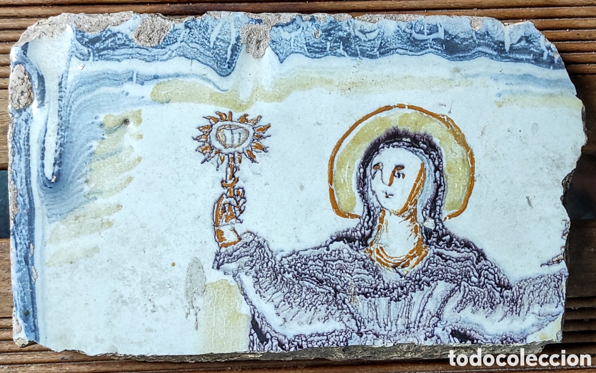 Antig&uuml;edades: Trozo de azulejo con Sta. Triana, siglo XVII-XVIII.