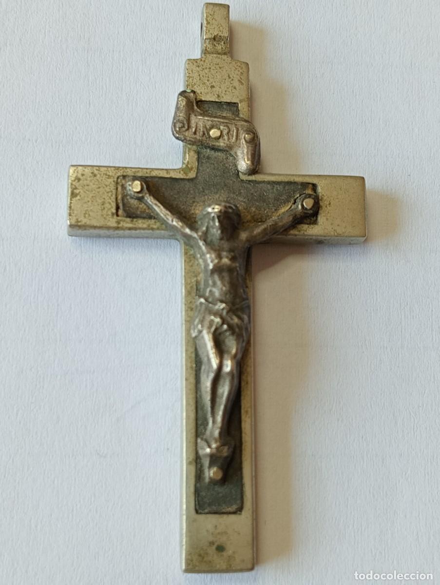 Antig&uuml;edades: MEDALLA RELIGIOSA ANTIGUA CRUZ CRUCIFIJO ANTIGUO CON CRISTO SIGLO XX EN RELIEVE CON CRUZ INSCRIPCION