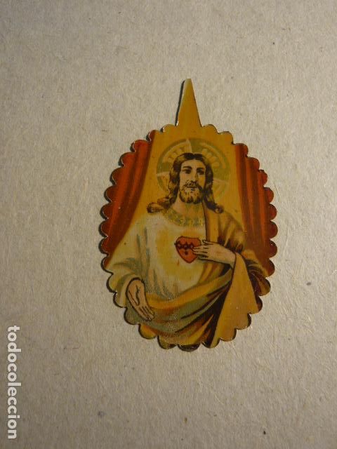 Antiquit&eacute;s: DETENTE SAGRADO CORAZON DE JESUS EN CHAPA 3 X 4,5 CM