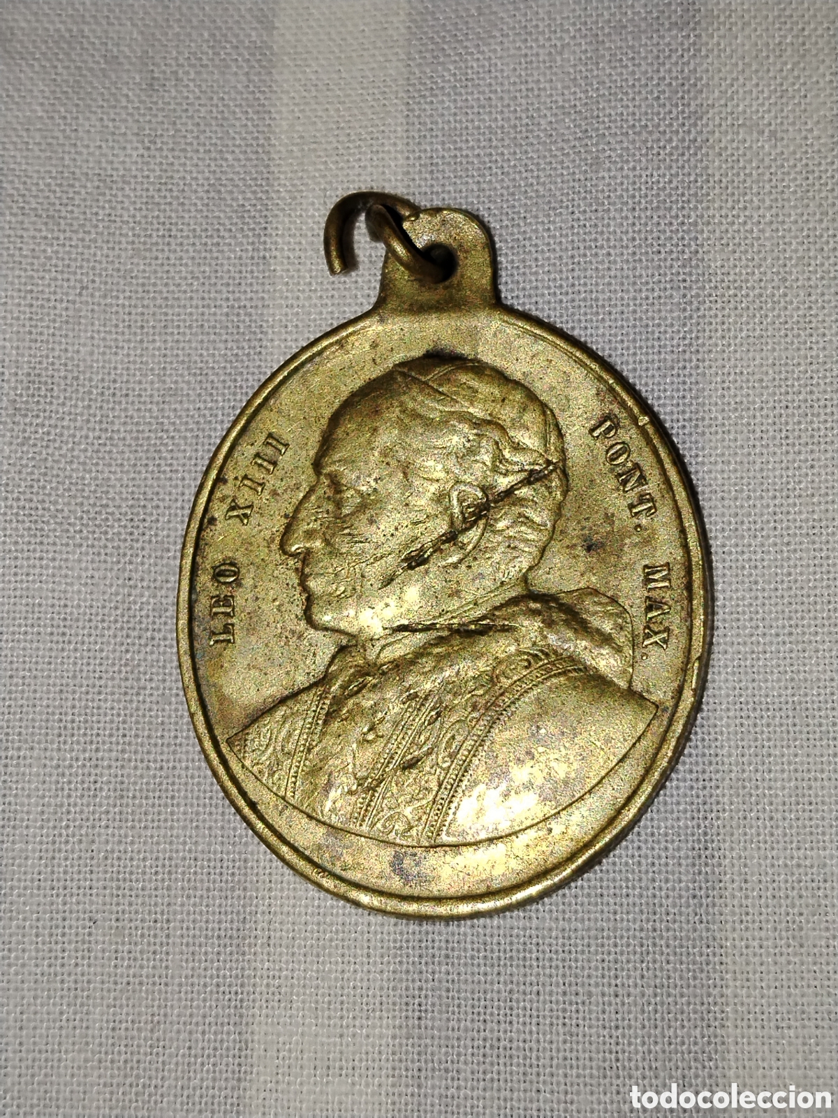 Antig&uuml;edades: Medalla devocional de finales del siglo XIX o principios del XX. Le&oacute;n XIII
