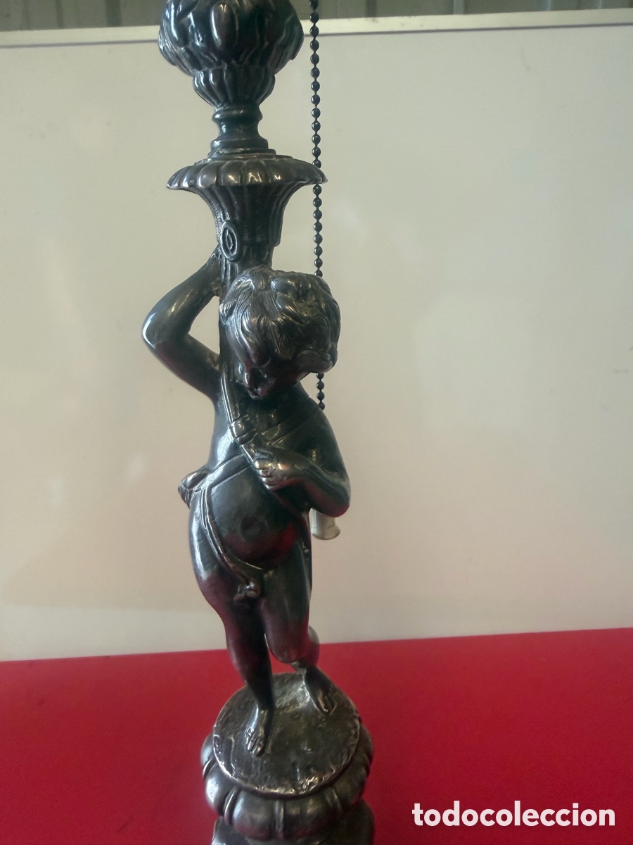 Antig&uuml;edades: L&aacute;mpara de mesa antigua querub&iacute;n Calami - Foto 2