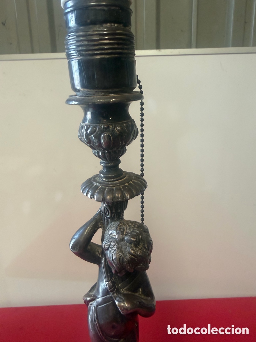 Antig&uuml;edades: L&aacute;mpara de mesa antigua querub&iacute;n Calami - Foto 4
