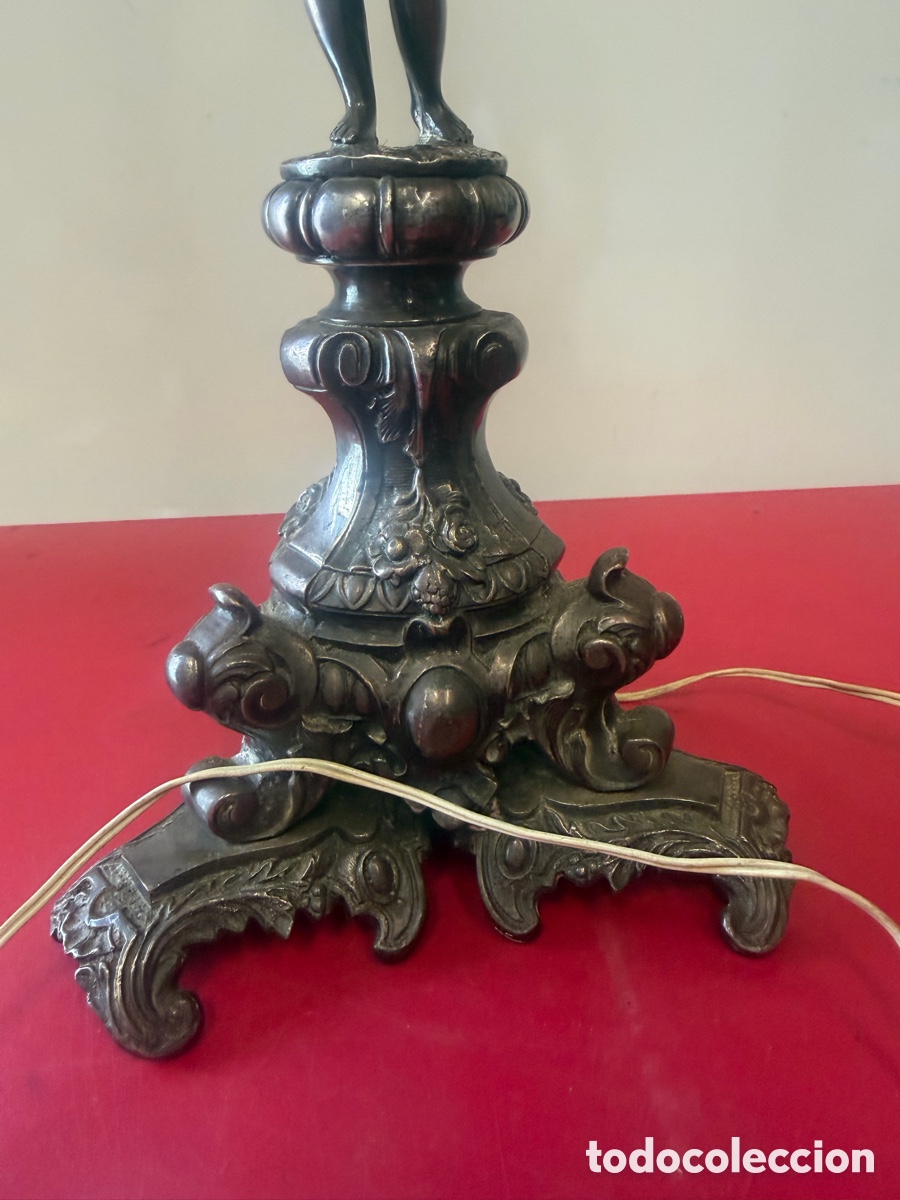 Antig&uuml;edades: L&aacute;mpara de mesa antigua querub&iacute;n Calami - Foto 5