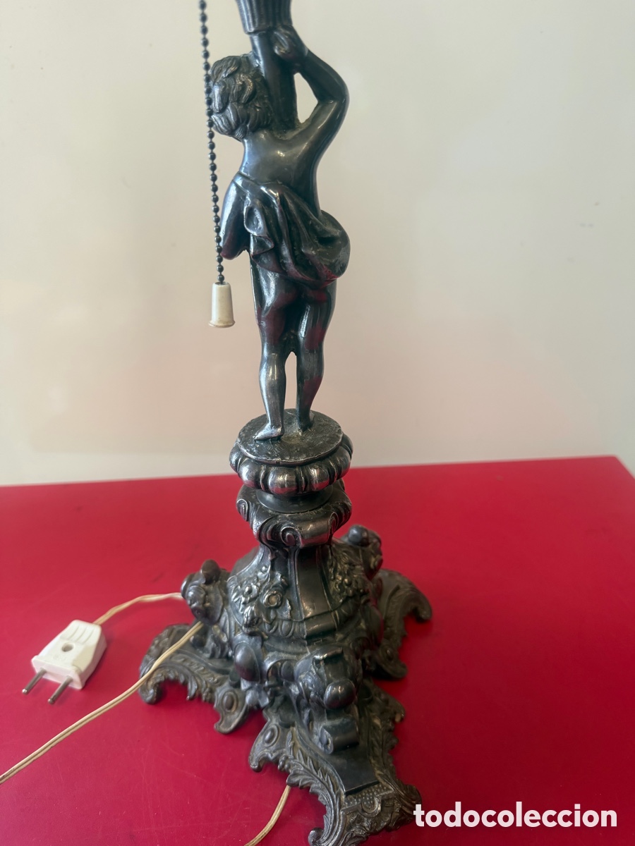 Antig&uuml;edades: L&aacute;mpara de mesa antigua querub&iacute;n Calami - Foto 6