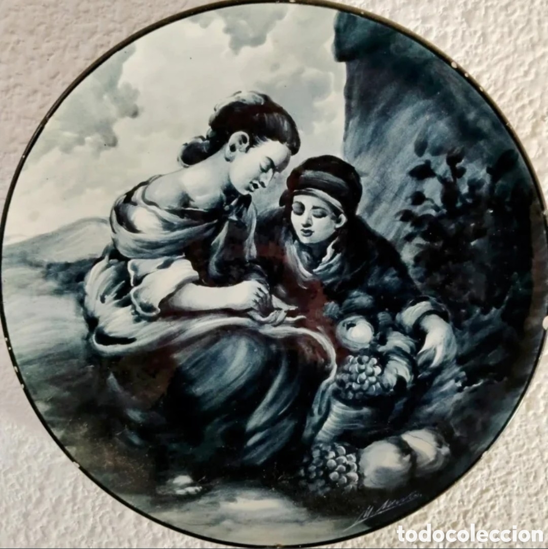 Antig&uuml;edades: Plato de cer&aacute;mica pintado a mano por Marcial Marco Sebasti&aacute;n