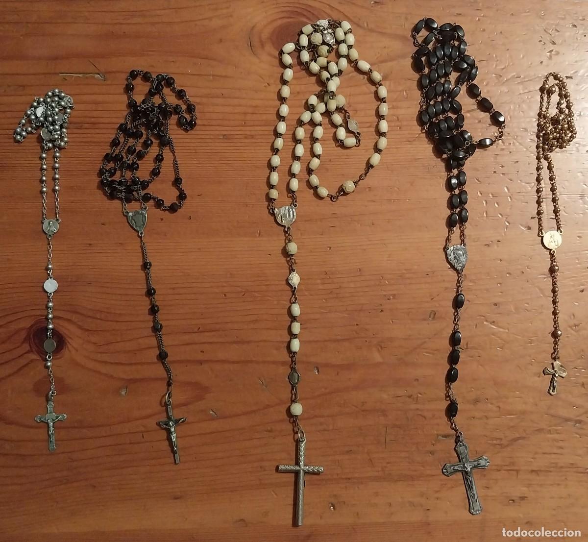 Antiquit&eacute;s: Lote de 5 antiguos rosarios.