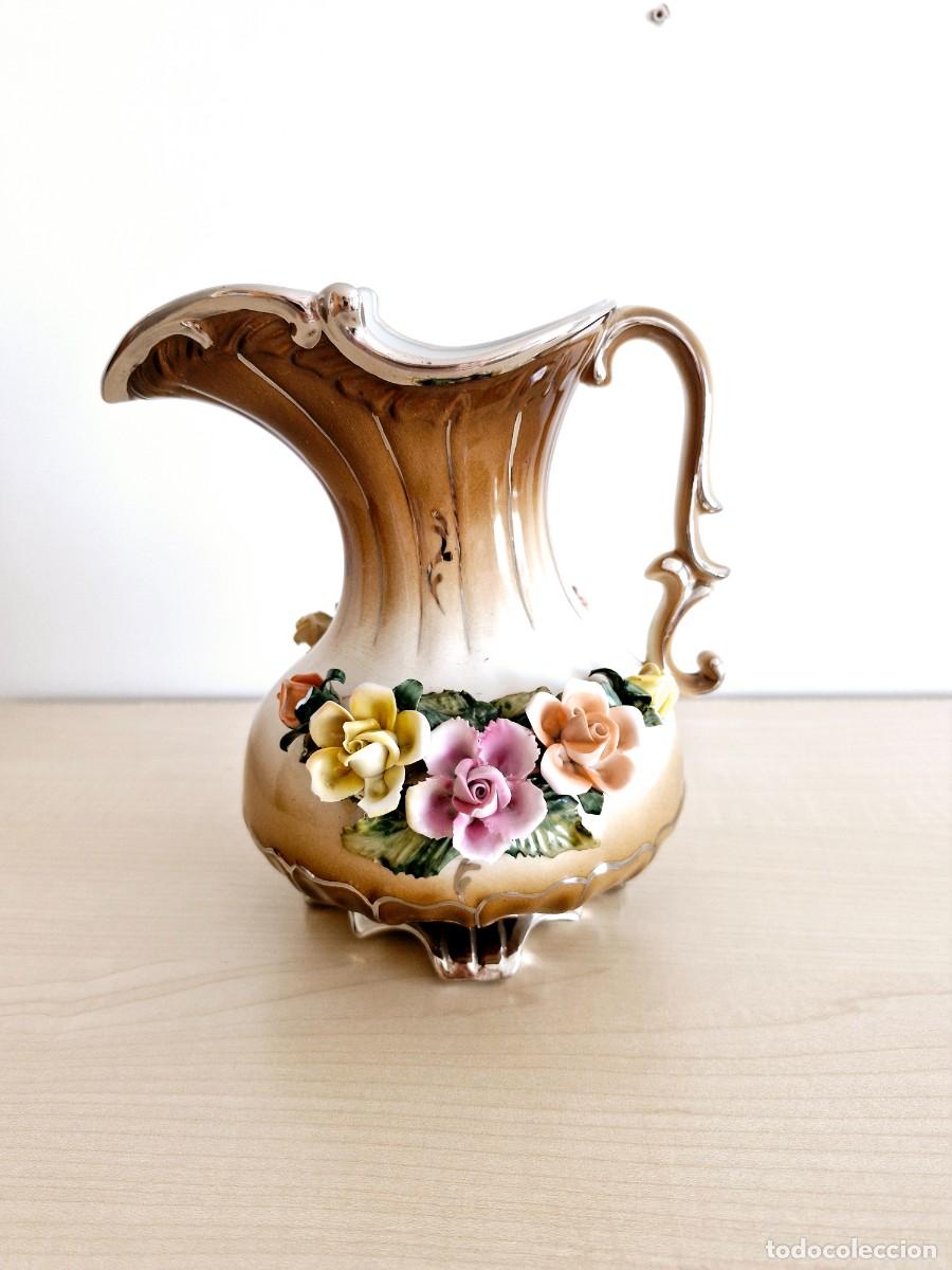 Antig&uuml;edades: Jarr&oacute;n cer&aacute;mica SUIMA Valencia vintage flores en relieve a&ntilde;os 50
