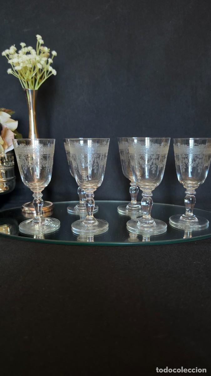 Antig&uuml;edades: Excepcional Estuche de 6 Copas Antiguas de Licor Saint-Louis Modelo PAPIN &Eacute;poca 1900