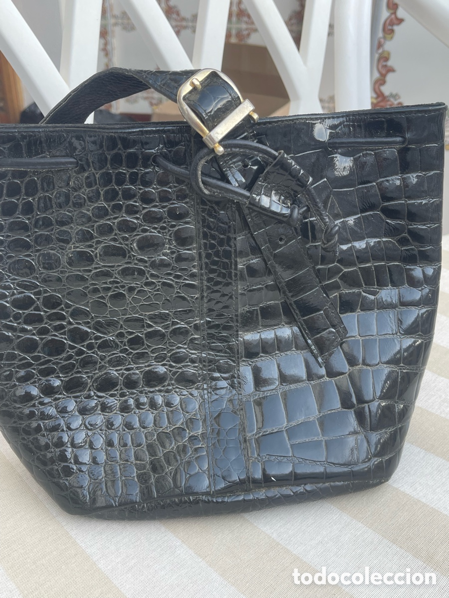 Antiquit&auml;ten: Bolso vintage piel cocodrilo negro